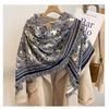 Autumn Winter Faux Cashmere Scarf with Thick Square Scarf, Air Conditioning Cover, Tassel Warm Shawl for Women