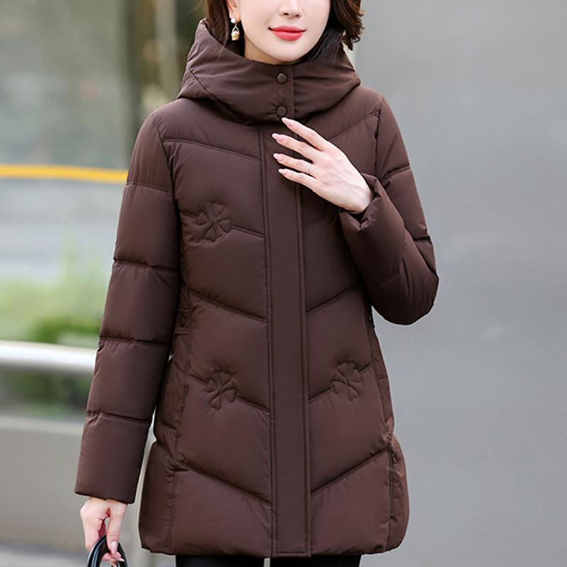 Middle Age Winter Coat Female Plus Size Parkas Hooded Elegant Thick Warm Woman Jackets