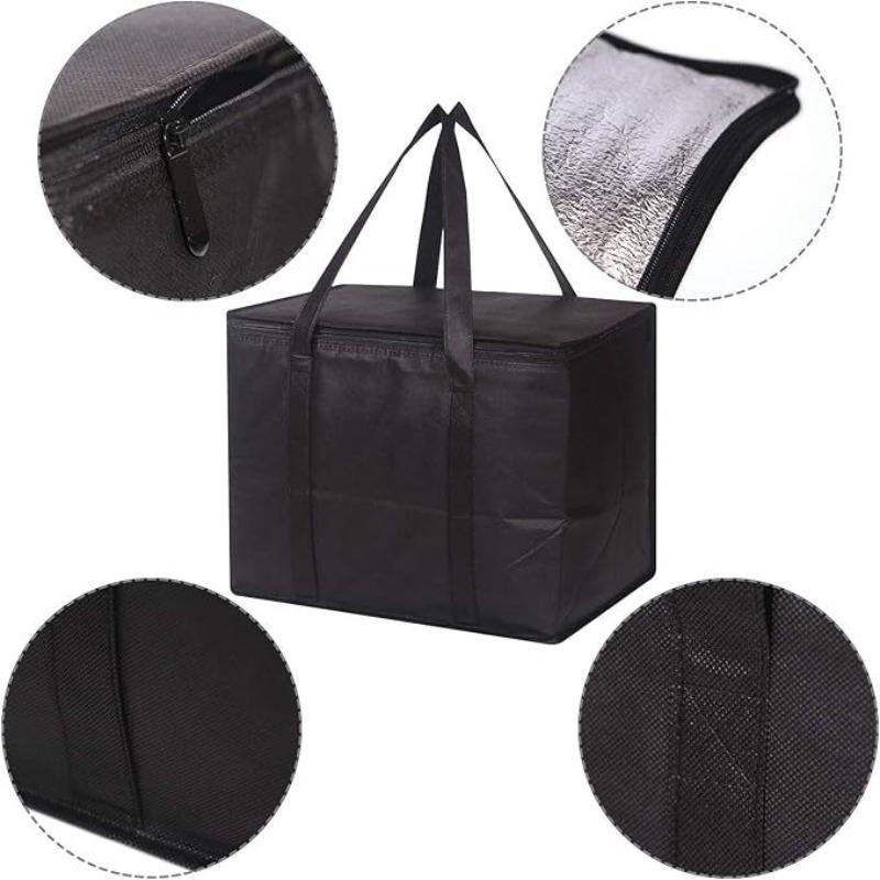 Large 41L Insulated Thermal Food Carrier Bag Portable Zipper Tinfoil Lined Bag for Home Catering Outdoor Picnic