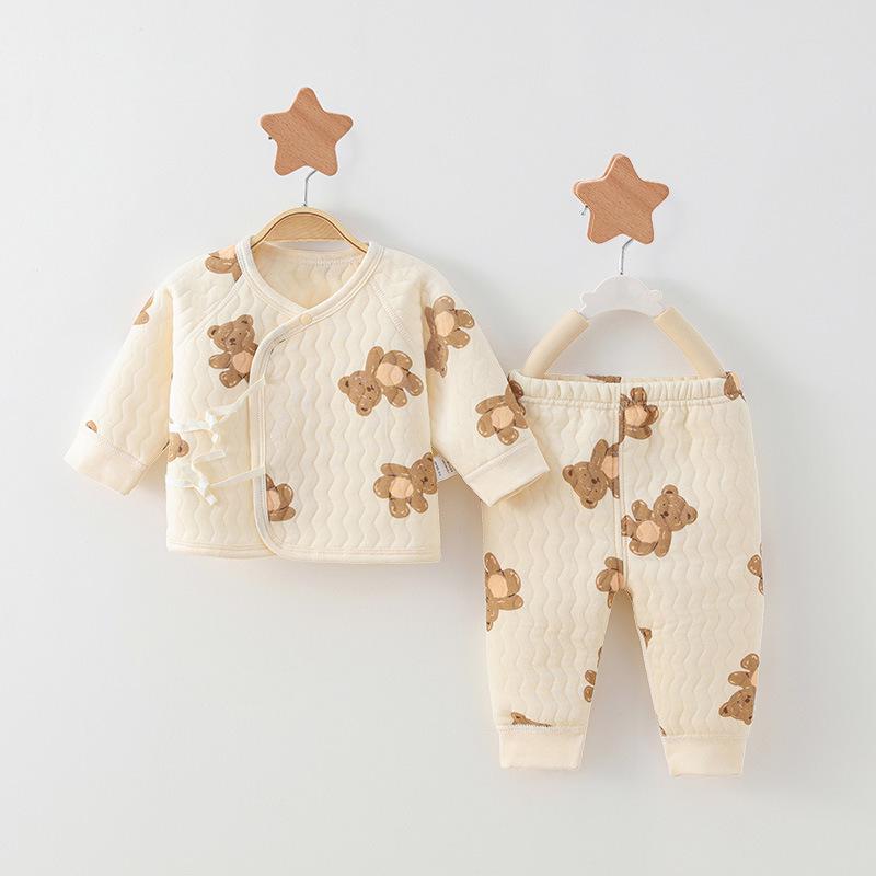 Newborn Quilted Cotton Winter Set: Boneless Two-Piece Outfit for Autumn and Winter