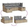 6 Piece Garden Sofa Set with Cushions Beige Poly Rattan