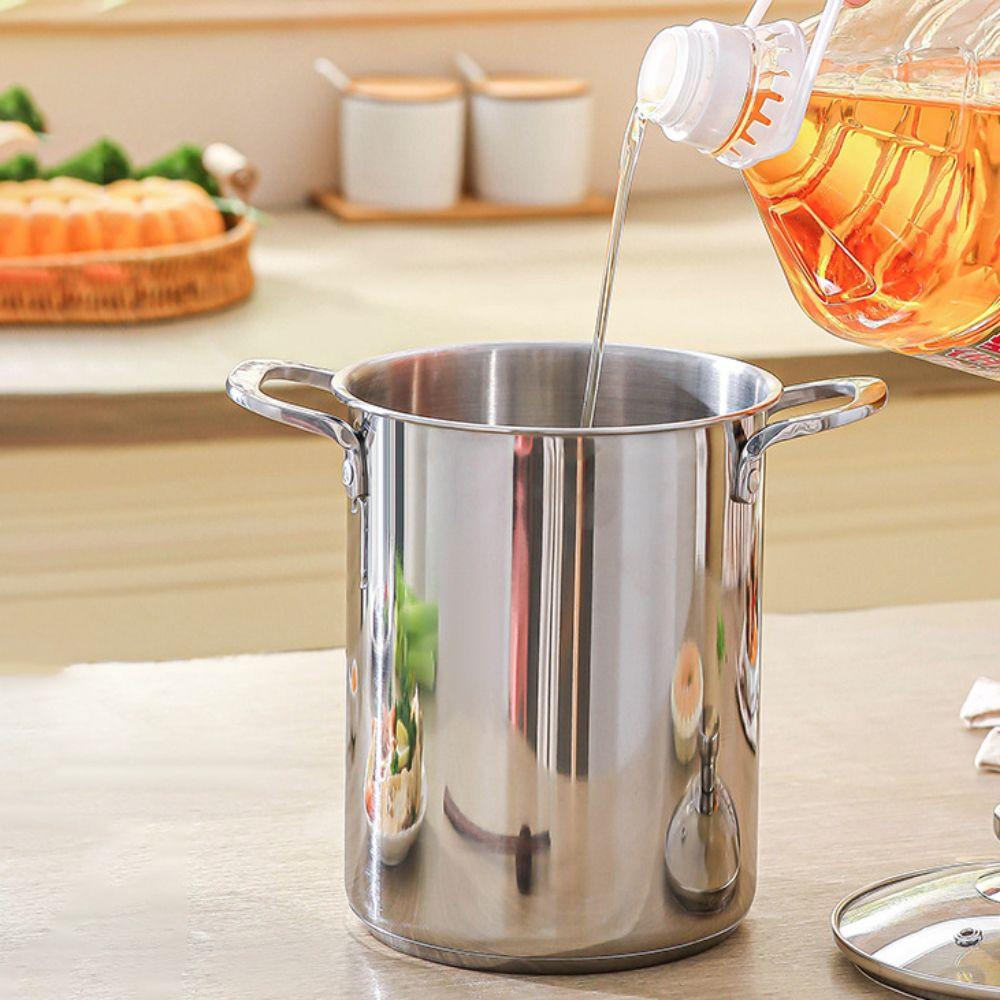Kitchen Cookware 304 Stainless Steel Deep Fryer Visible Lid Deepened Tempura Fryer With Basket Stew Pot French Fries