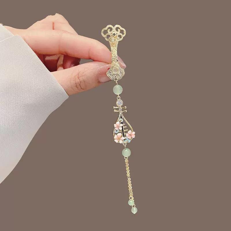 Dámské Cheongsam Qipao v čínském stylu Klopa Visící střapec Přívěsek Vintage Brož Elegantní styl Hanfu Doplňky