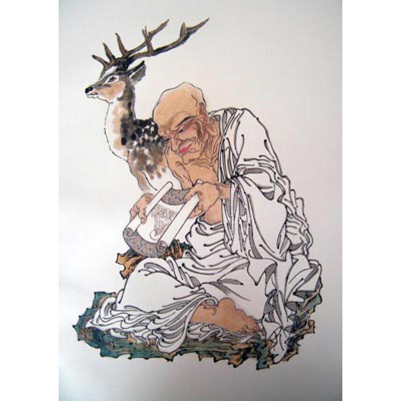 

Eighteen Arhats Decorative Framed Painting for Cafe, Study, or Living Room White card paper (non-adhesive) 30*42 cm