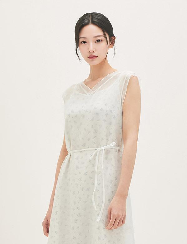 Roem See-Through Layered Long Dress Rmowg25R13