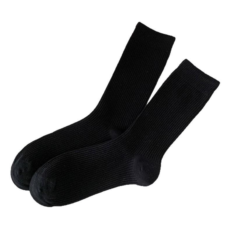 Women's Black & White Ribbed Slouch Socks - Mid-Calf Length, Versatile for Autumn/Winter, Pair with Leather Shoes