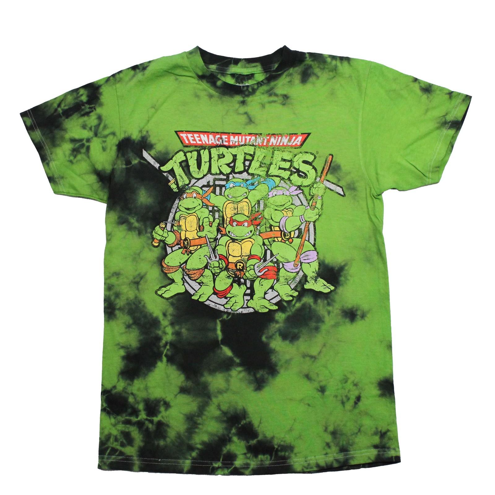Teenage Mutant Ninja Turtles New Adult T-Shirt - TMNT Cast Under Name Tie Dye S