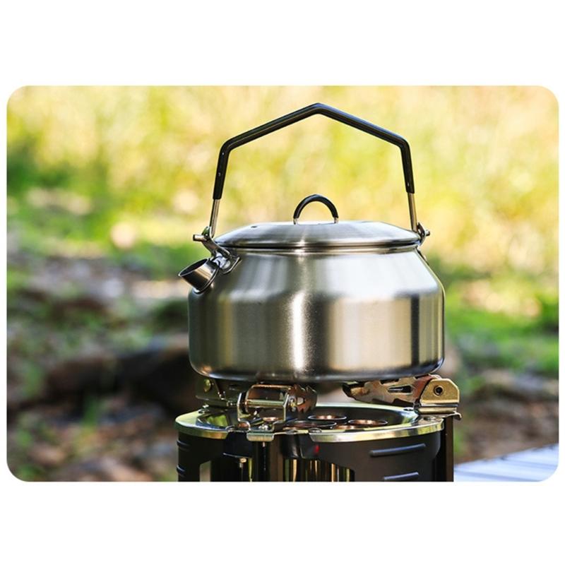 Portable 1 Litre Lightweight Stainless Steel Camping Kettle Durable and Camping Tea Pot for Indoor Outdoor Campfire Use