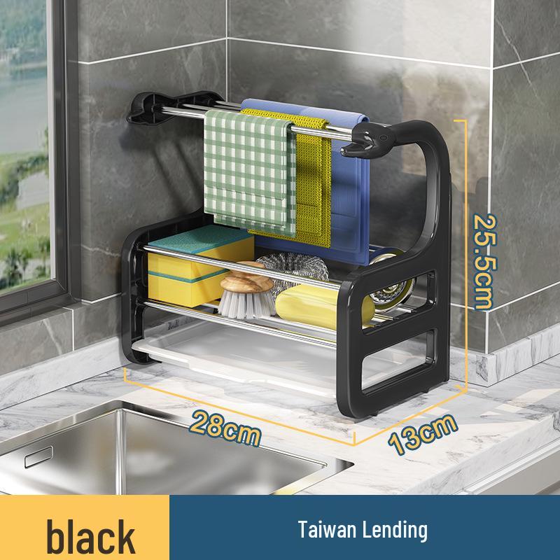 Wandmontierter, lochfreier Abtropfständer für Geschirr und Schwämme in der Küche