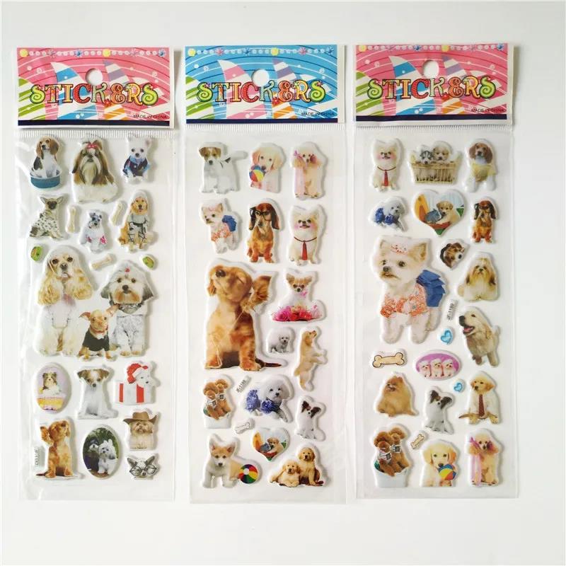 6 Sheets 3d Pet Dog and Cat Stickers for Car Styling Scrapbook Animal Bubble Reward Stickers for Kids Gift for Boy Girl Toy
