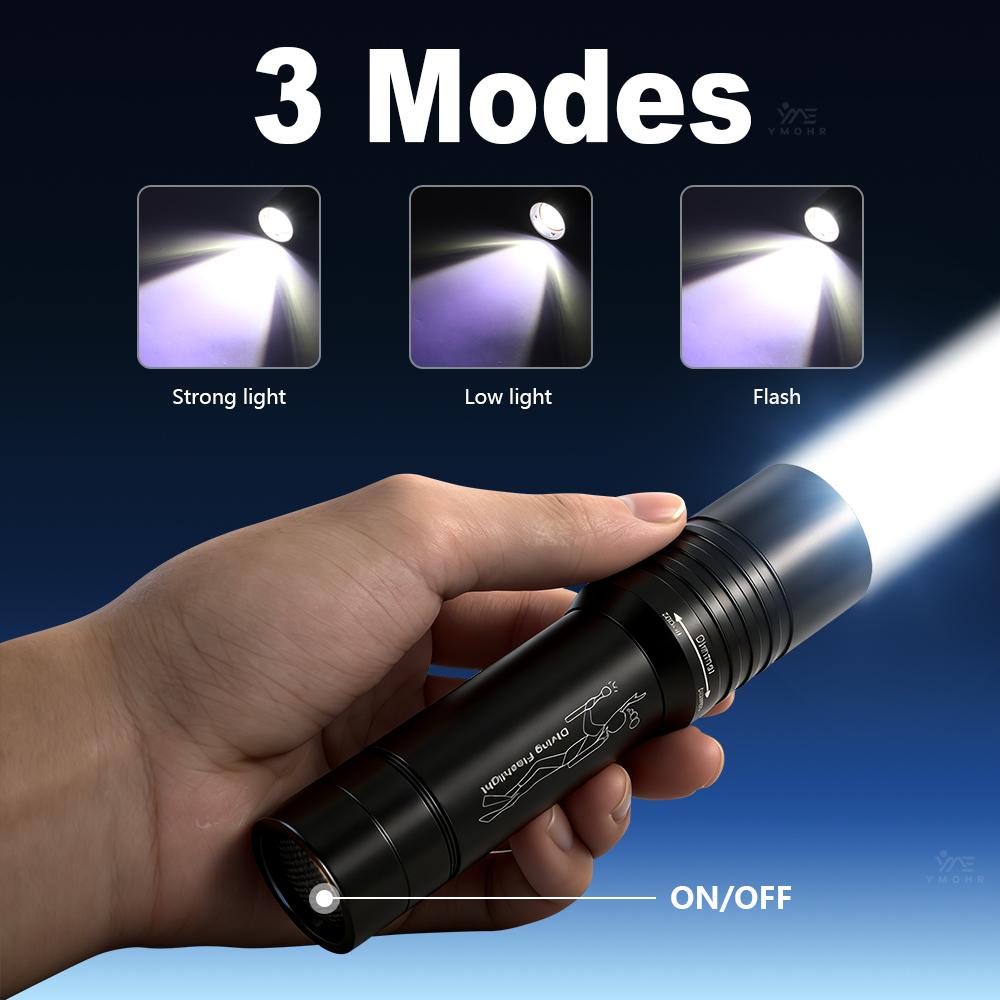 9000LM T6 LED Diving Flashlight IPX8 Waterproof 50M Underwater Torch Rotatable Zoom LED Flashlight 18650 for Scuba Diving Rescue