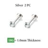 2/8PCS Stainless Steel Eearring Nose Stud Cartilage Piercing Jewelry Helix Tragus Lip Flat Back Tiny Earrings for Women 18G