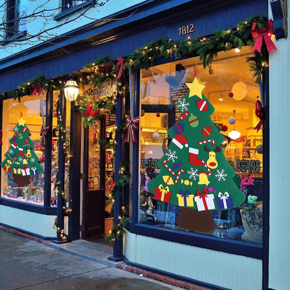 DIY Felt Christmas Tree Set Xmas Decorations Wall Hanging Ornaments Children Gifts Party