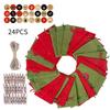 24 Sets Christmas Advent Calendar Drawstring Bag with Stickers Wooden Clips Ropes Hanging Countdown Candy Gift Pouch DIY Xmas Home Party Favors