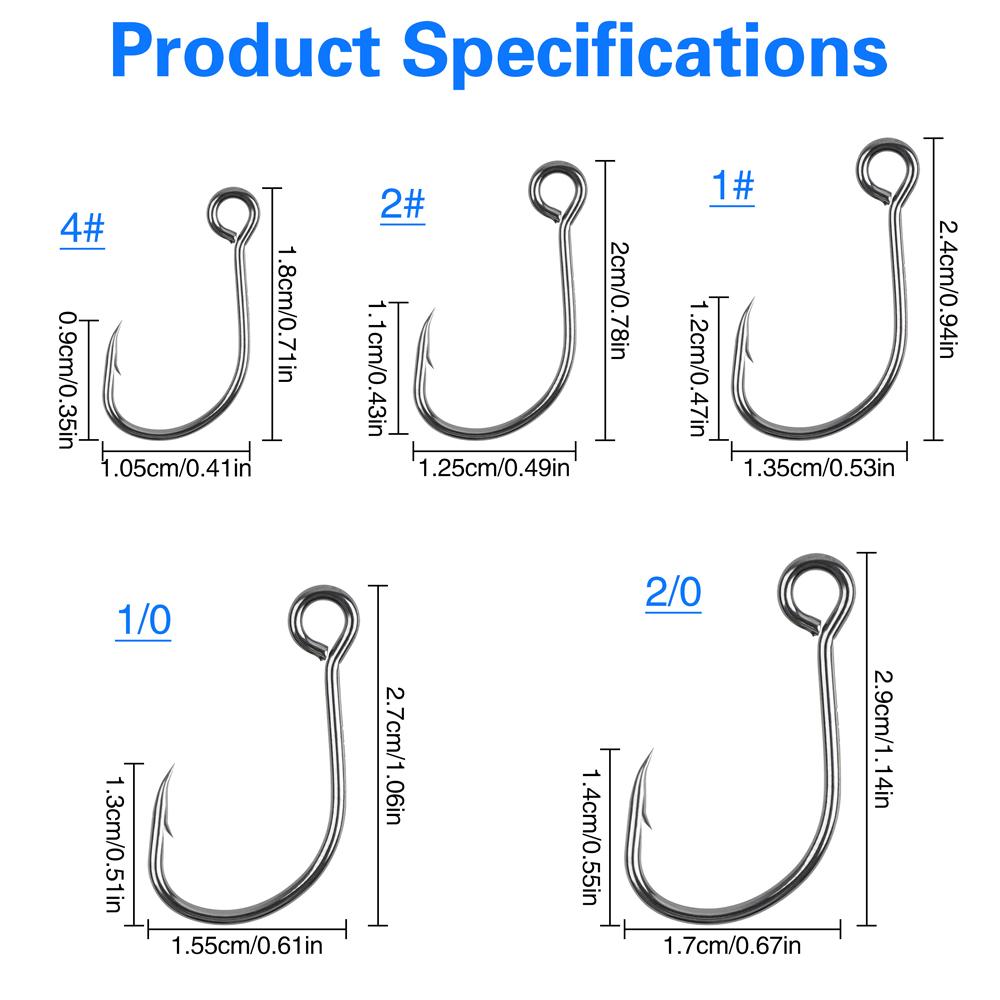 50Pcs Inline Single Hooks Replacement Fishing Barbed Hooks for Fishing Spoon Spinner Lures Baits Inline Circle Hooks