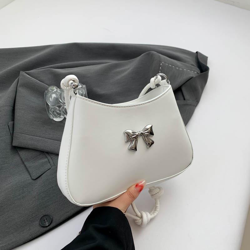Winter New Personalized High-value Bow Portable Crescent Bag Sweet Retro Niche Design Armpit Bag