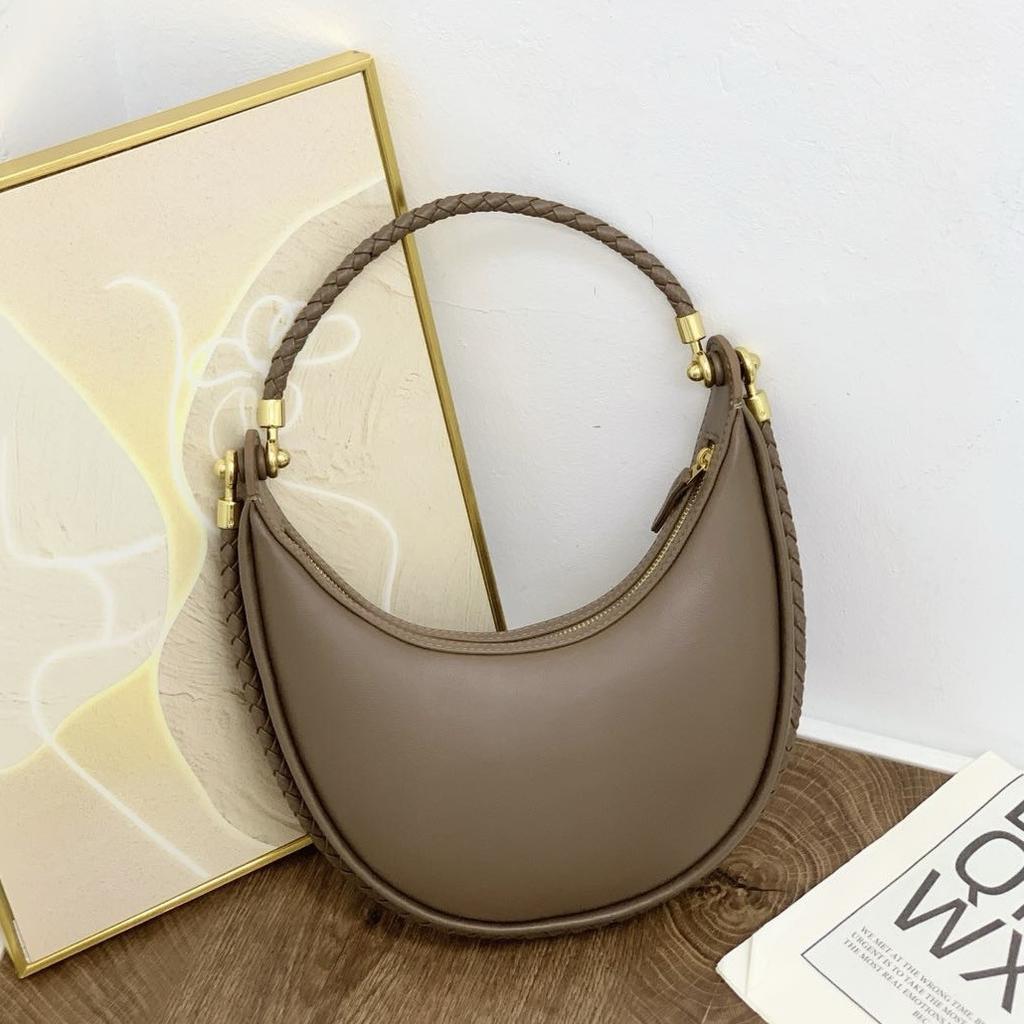 2026 New Knitted Half Moon Bag Fashion Handheld One Shoulder Cross Shoulder Dumpling Bag for Women