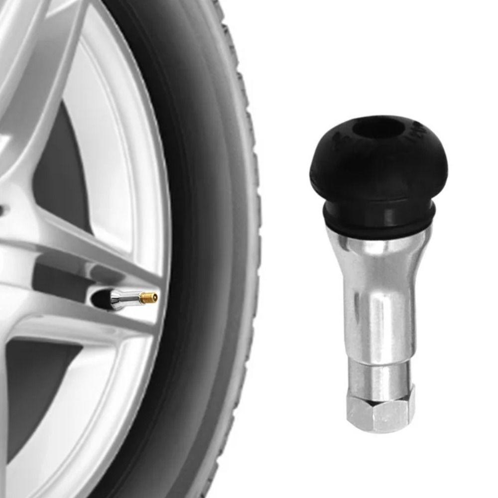 4Pcs Metal Stem Tire Valve Stem Rubber Base Snap-In Valve Stem Rubber Tire Valve Tire Replacement