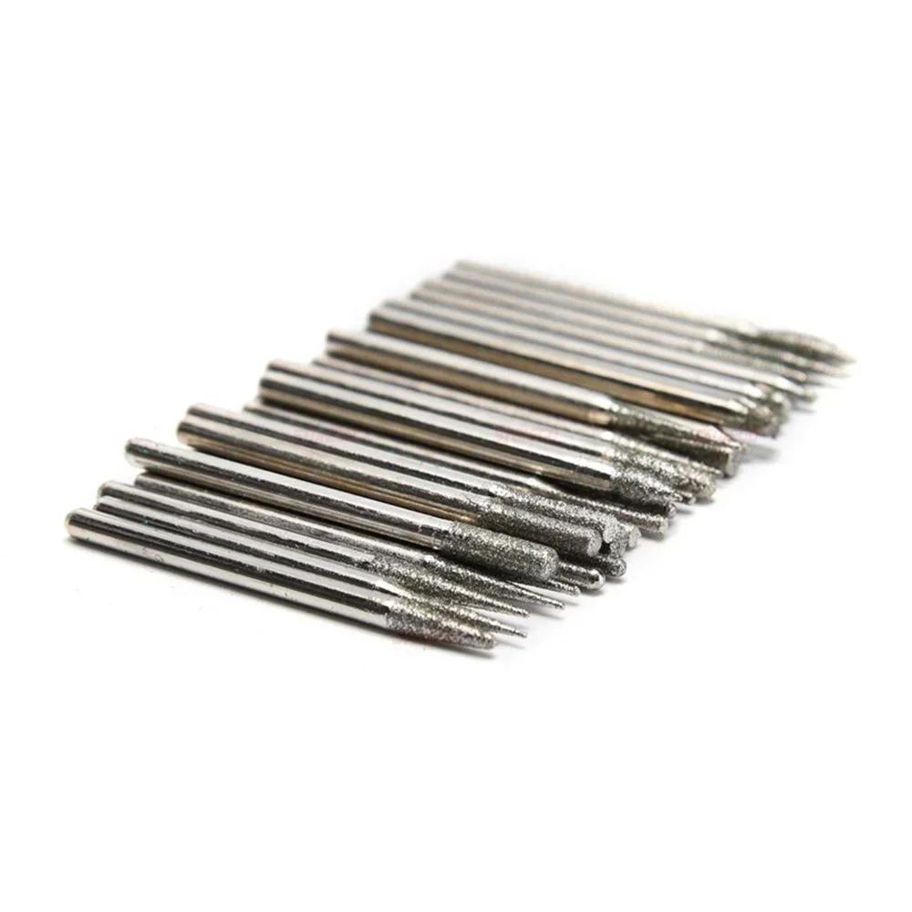 STONEGO 30pcs Diamond Grinding Set - 3mm Shank Needle Points for Engraving & Polishing Glass, Jade