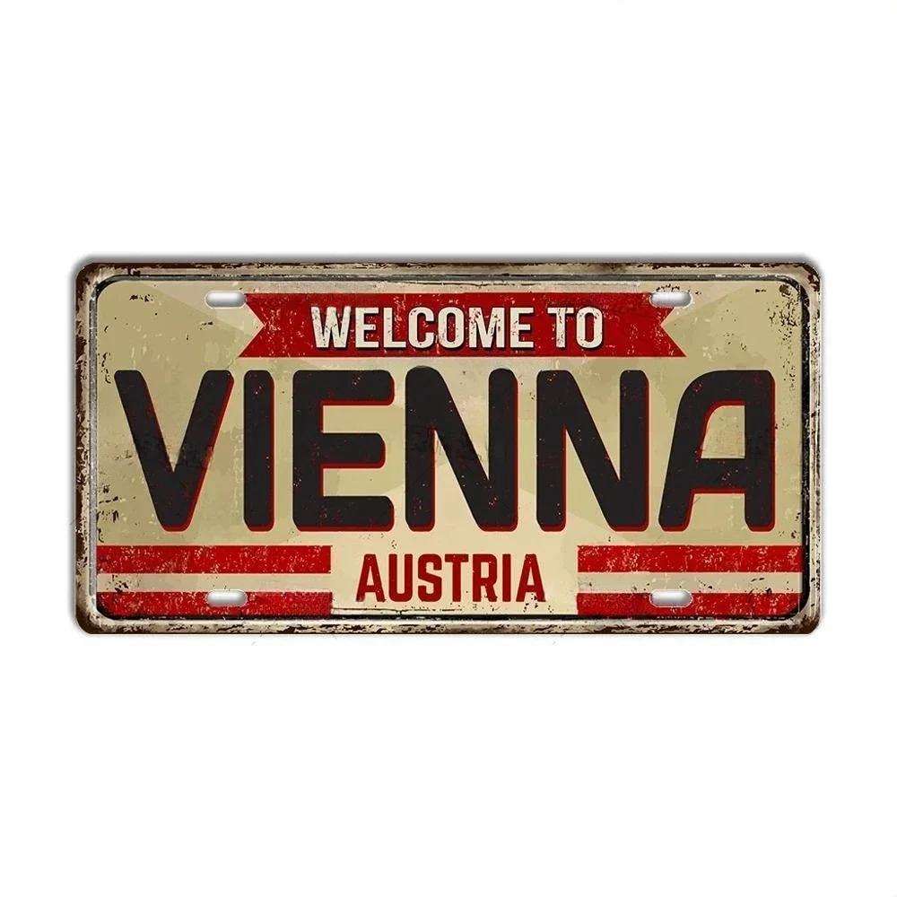 Paesi Bassi BELGIO AUSTRIA CECHIA POLONIA Targa Landmark Città Segno in Metallo Decorativo Targa per Veicoli Man Cave Bar Decorazione da Parete
