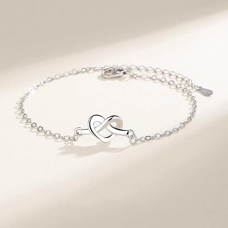 Bransoletka Węzeł dla Kobiet Mężczyzn Srebro Próby 925 Prosty Łańcuszek Węzeł Bransoletki dla Zakochanych dla Dziewczyny Chłopaka CZYSTA MIŁOŚĆ