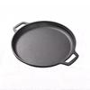 ZISIZ 35cm Cast Iron Double Handle Flat Bottom Pancake Griddle