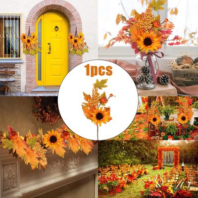 1/2 PCS Fake Sunflower Maple Leaf Flower Beams Autumn Decoration Flower Arrangement Home Furnishings