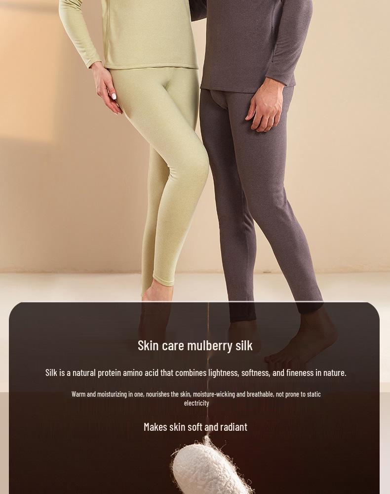 Men's and Women's Autumn/Winter Warm Underwear Set - Cotton, Wool, Cashmere Base Layer with Velvet.