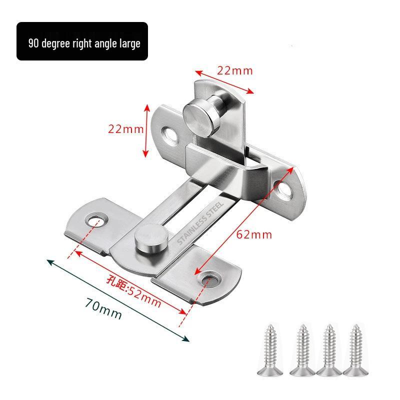 Stainless Steel 90° Right Angle Door Latch: Anti-Theft Sliding Bolt Lock