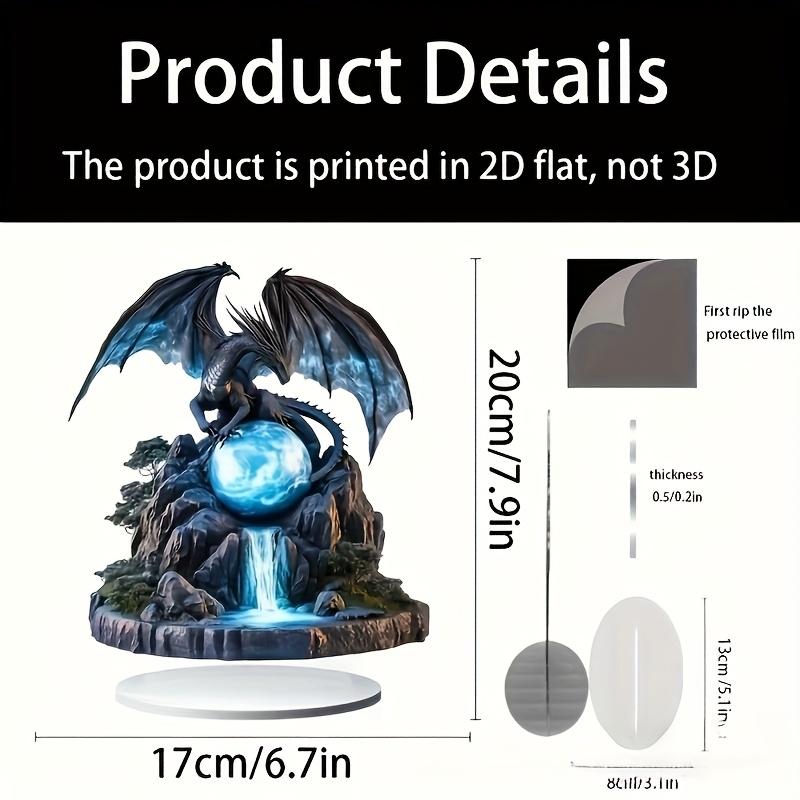 2D Bohemian 8in Acrylic Black Dragon Wings Desktop Decoration Creative Dark Theme Art Model Cool Gift Decor Photography Props