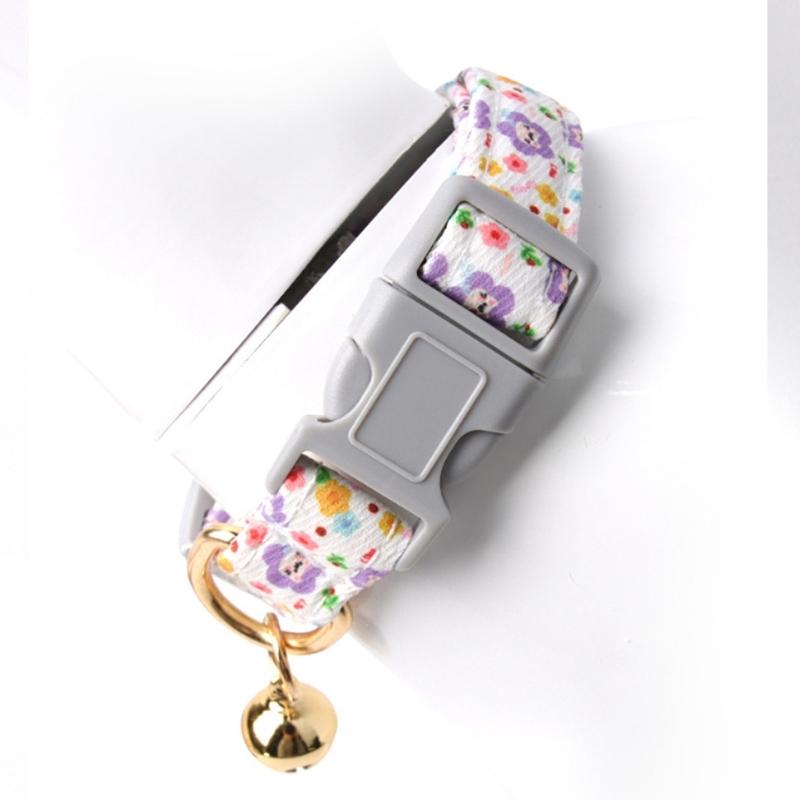 Adjustable Dog Collar Flower Pattern Quick Release Buckles Neck Collar For Small Breeds and Cats Daily Walking And Hiking