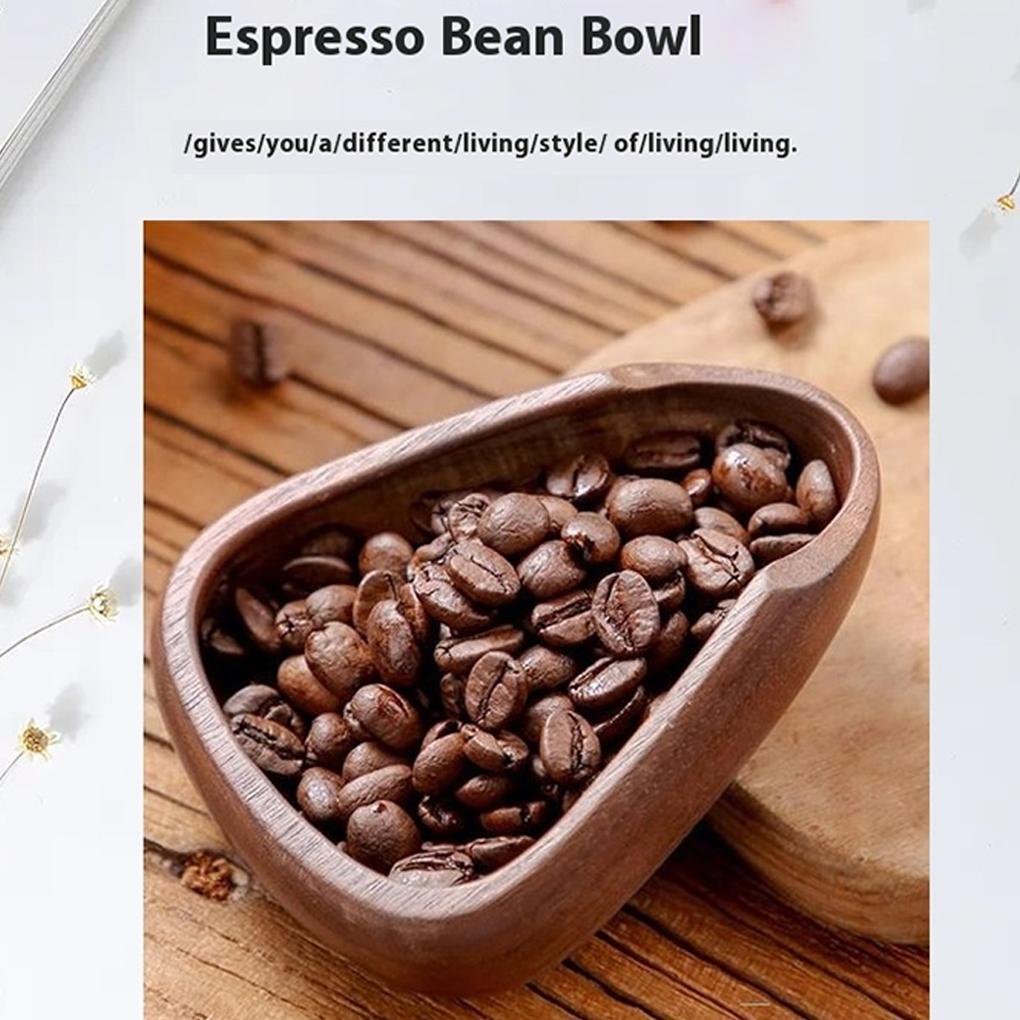 Wooden Coffee Bean Dosing Bowl With Small Spoon Rest Natural Walnut Wood For Coffee Dosing Cup
