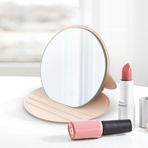 Ivory Cover Stand Round Mirror