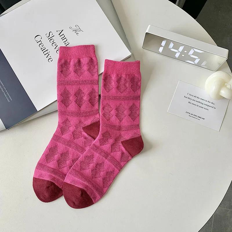 Mid-Calf Women Cotton Socks FAutumn Winter Ins Japanese JK Ethnic Style Fashion Socks Lady Girls Student Sweet Retro Long Socks