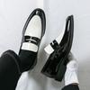 Men Black Loafers Leather Shoes Formal Business Flats Slip on Shoes Wedding Dress Prom Shoes Mosaic Contrast Over Sized