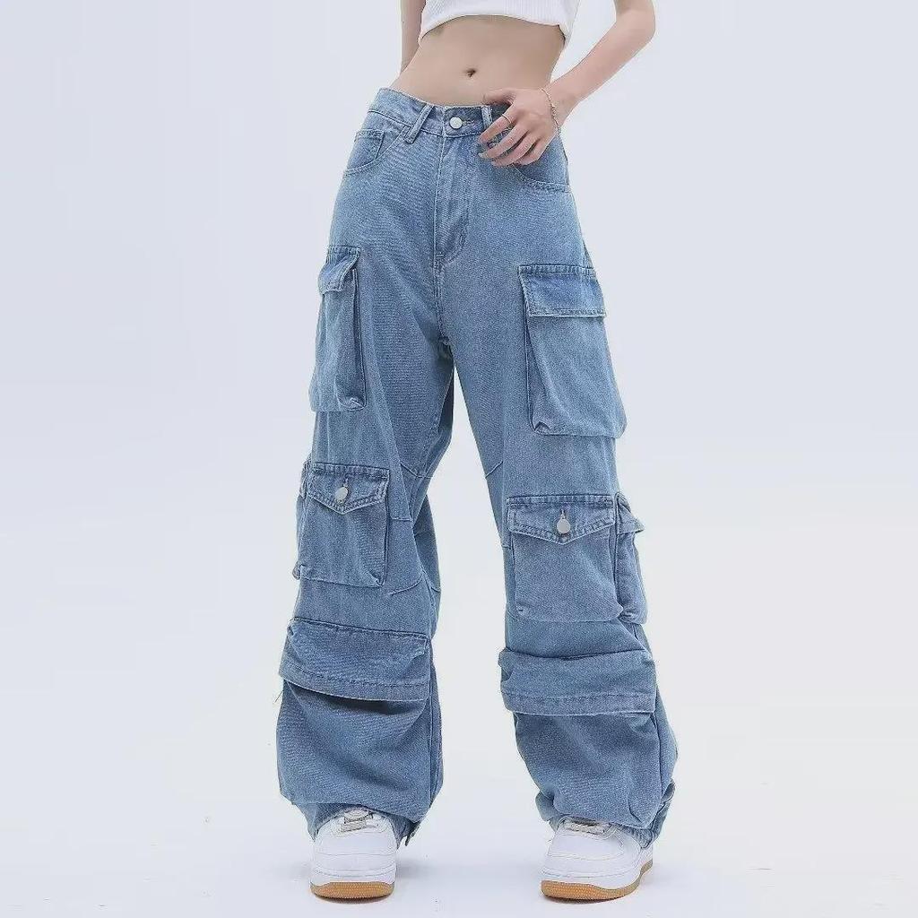 2023 Spring Unisex Wide-Leg Multi-Pocket Hip-Hop Jeans