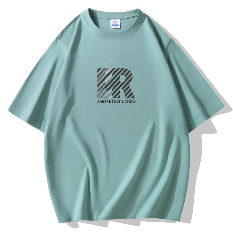 

INS Fashion Мужская футболка с короткими рукавами, 100% хлопок, повседневная футболка, большой размер S озеро зеленый