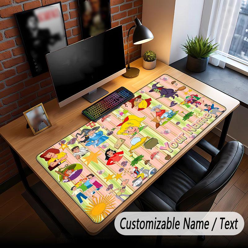Custom Name Text Big Mouse Pad,Bibi Blocksberg Soft Non Slip Extended Desk Mat For Home Office