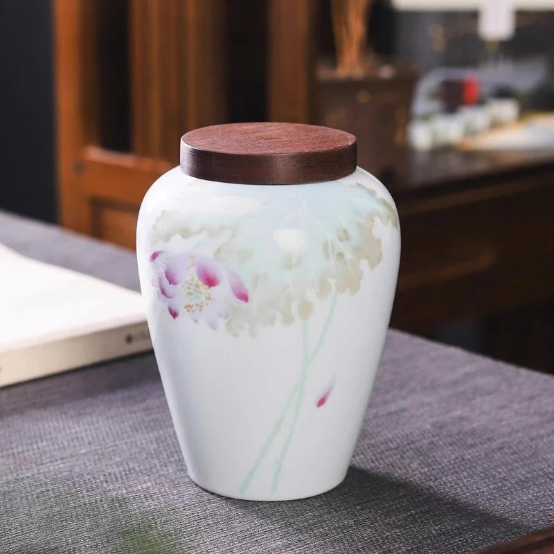 Ceramic tea can tea packaging gift box white  green tea can