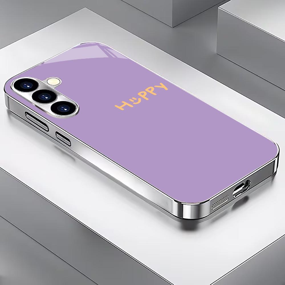 Simplified color electroplated glass phone case suitable for Samsung Galaxy S26 S25 S24 S23 S22 S20 FE/Ultra/Plus anti drop