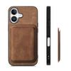 For iPhone 16 Case Compatible with MagSafe Leather Back Cover with Detachable Card Holder
