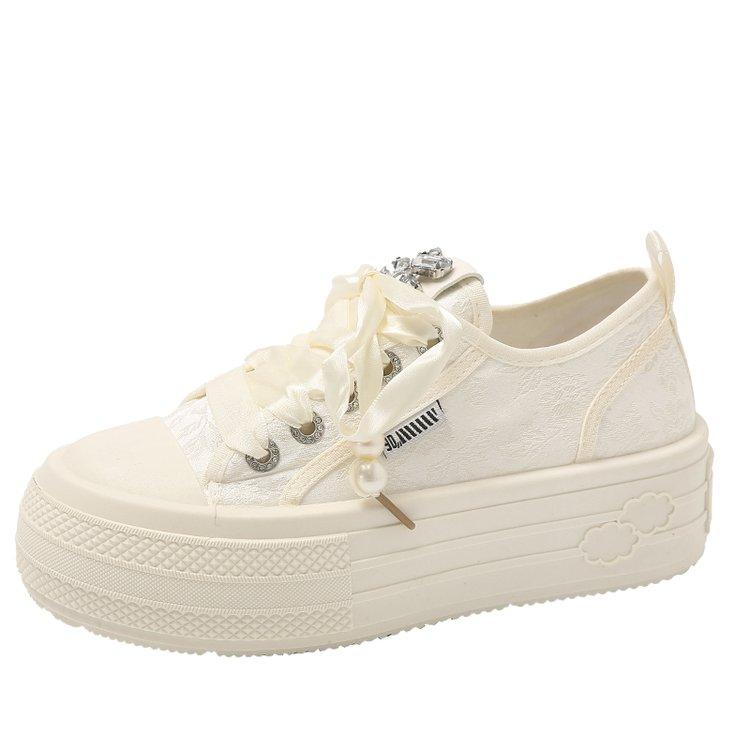 

2024 Новые женские черные кроссовки из парусины на платформе со шнуровкой, удобная обувь, модная многофункциональная женская дизайнерская обувь для активного отдыха 35 бежевый