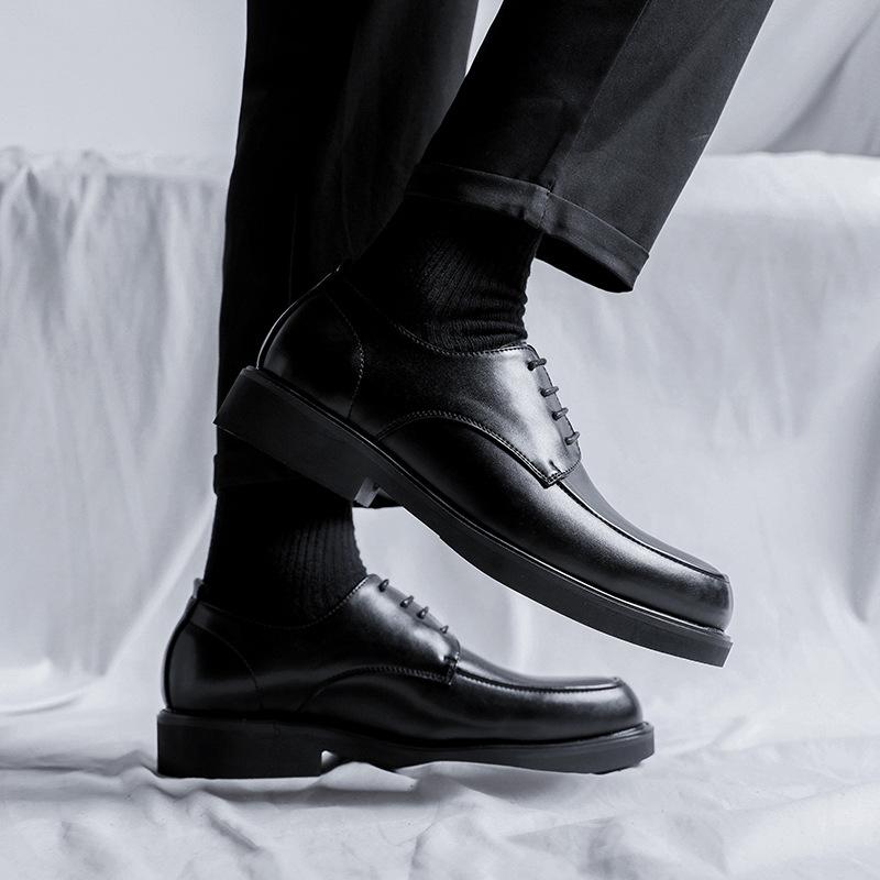 Wide Head Leather Shoes Men'S Business Dress Youth British Casual Men'S Work Suit Wedding Groom Shoes 85675-R