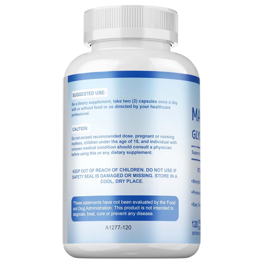 Magnesium Glycine Capsules, Containing Zinc, Vitamin D3, and B6 Extracts, Help Relieve Leg Cramps and Relax Muscles.