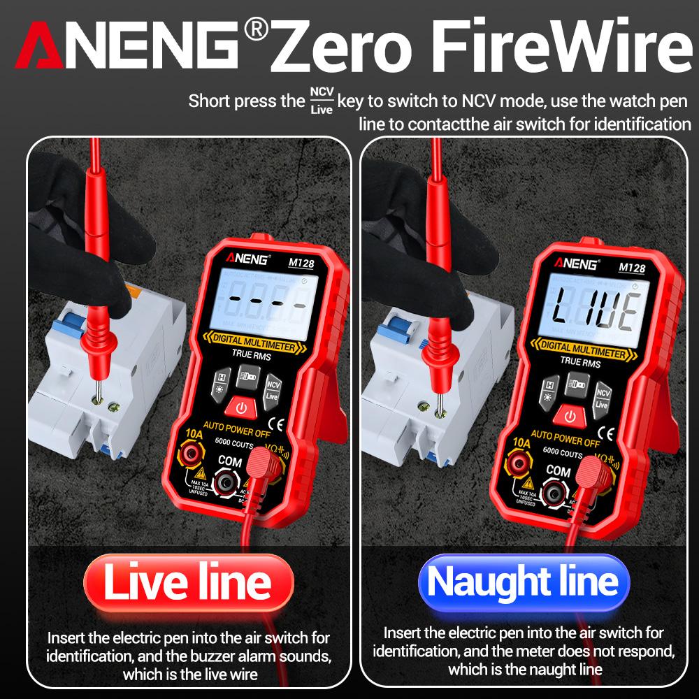 ANENG M128 Digital Backlit Screen Flashlight For Electrician Multimeter 6000 Counts NCV Voltage Detection AC/DC Voltage Tester