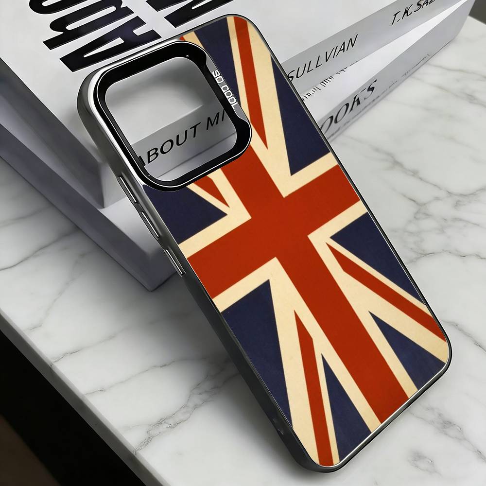 British National Flag Culture Phone Case For iPhone 17,16,15,14,13,12,11 Plus,Pro Max,XS,Colorful Silver Phone case Funda Cover