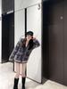 Women's Retro Korean Plaid Knit Cardigan Sweater - Autumn/Winter Imitation Mink Velvet, Japanese Loose Fit.