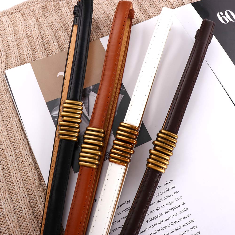 Metal buckle Zinc Zinc Alloy All-match Skirt decorations PU leather belt Thin waistband Circle Waist Strap