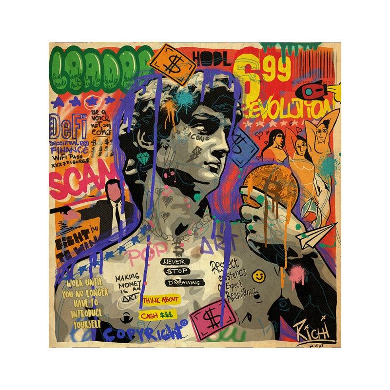 Abstract Graffiti Pop Art Astronauts David Sculpture Posters Canvas Painting Famous Wall Picture Room Home Decor Unframed