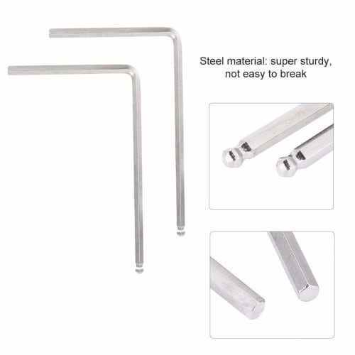 Durable Guitar Truss Rod Allen Wrench, 2 L-Shaped Wrenches for Martin Guitars, Adjusts Guitar Setup for Guitar Enthusiasts (Silver, 5mm Diameter)
